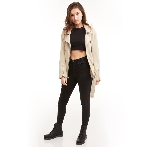 All Saints Suede Leather Oversized Moto Jacket - Picture 2 of 7